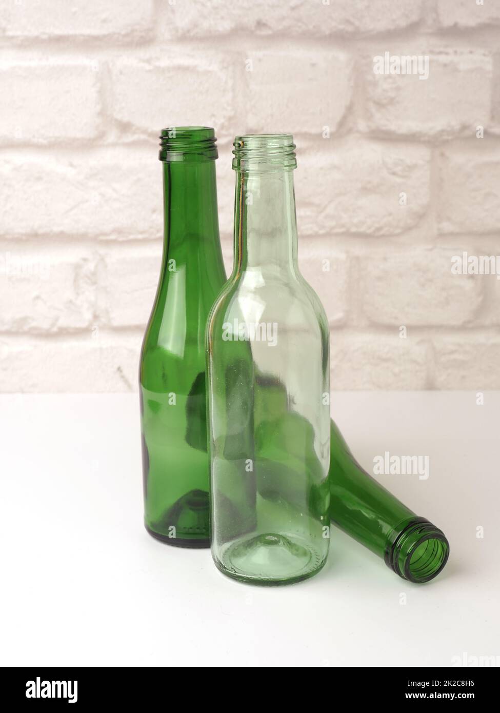 Green glass material recycling concept Stock Photo
