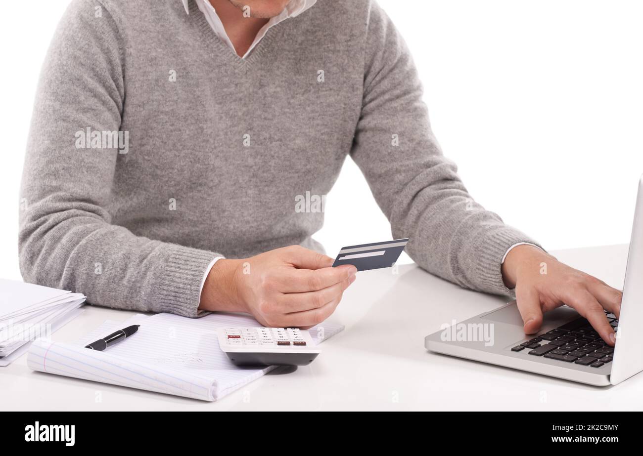Online shopping is the best. A close up of a male holding his credit