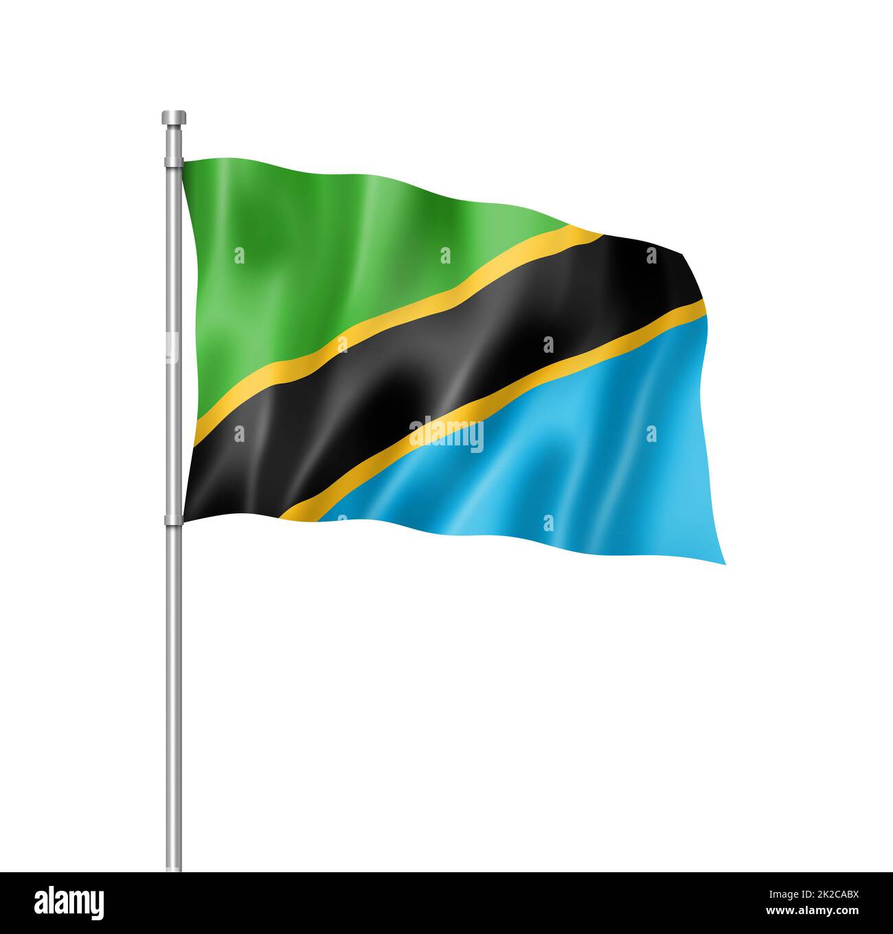 Tanzania flag isolated on white Stock Photo