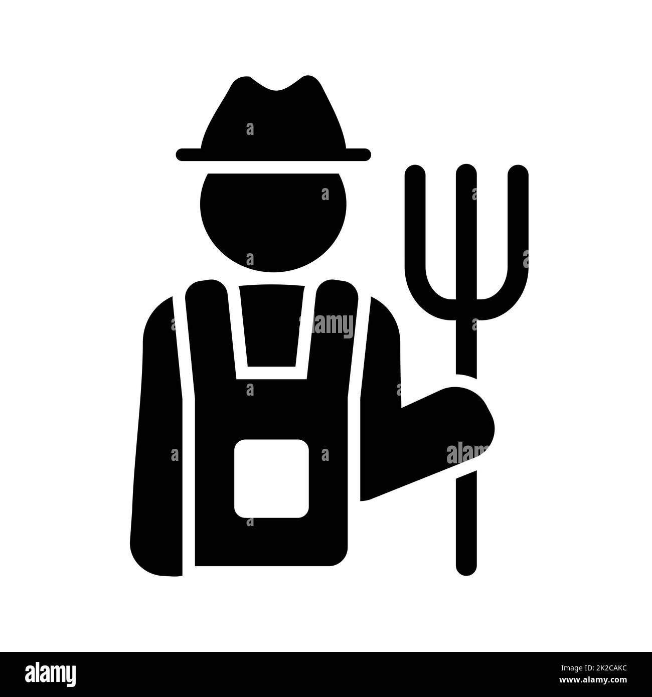 Farmer holding pitchfork vector glyph icon Stock Photo