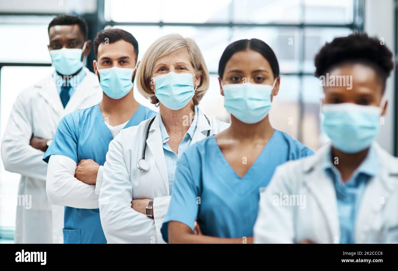 Working on the frontline with patients during the pandemic. Portrait of