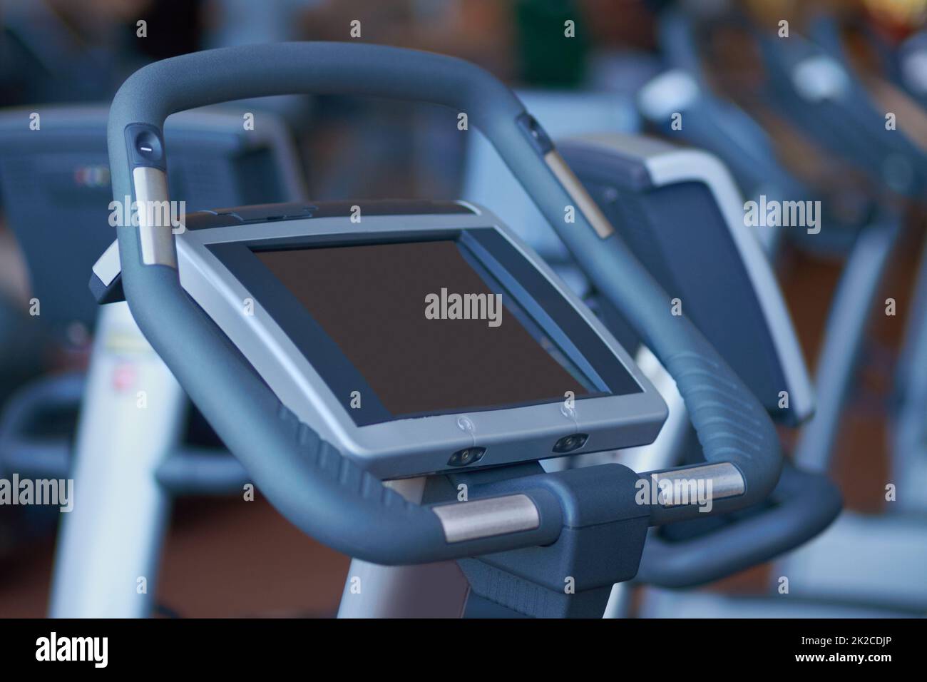 Recording your heart rate. Shot of a cardio equipment at a gym. Stock Photo