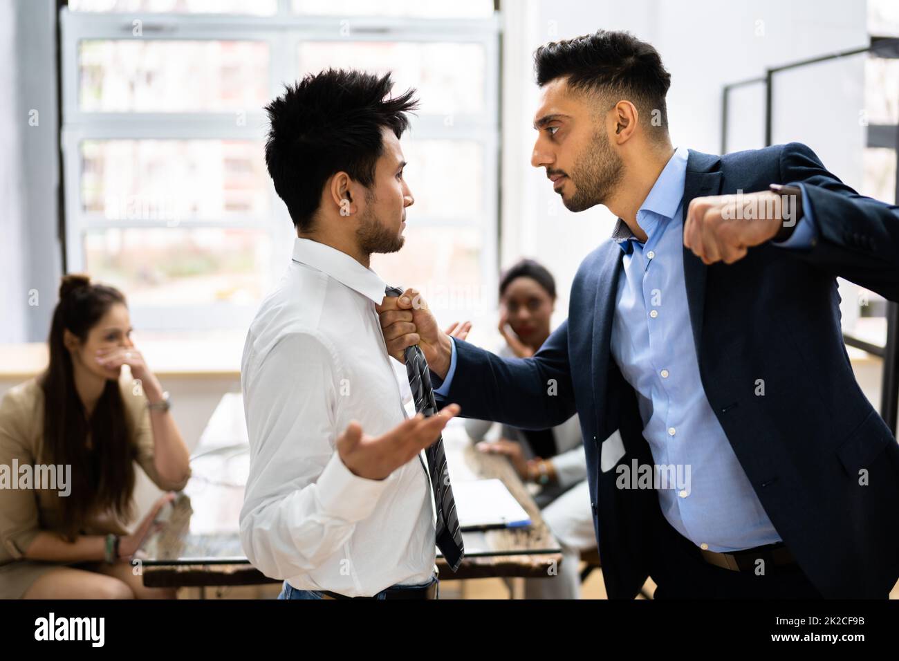 Man Fight At Workplace Impolite Argument Stock Photo Alamy