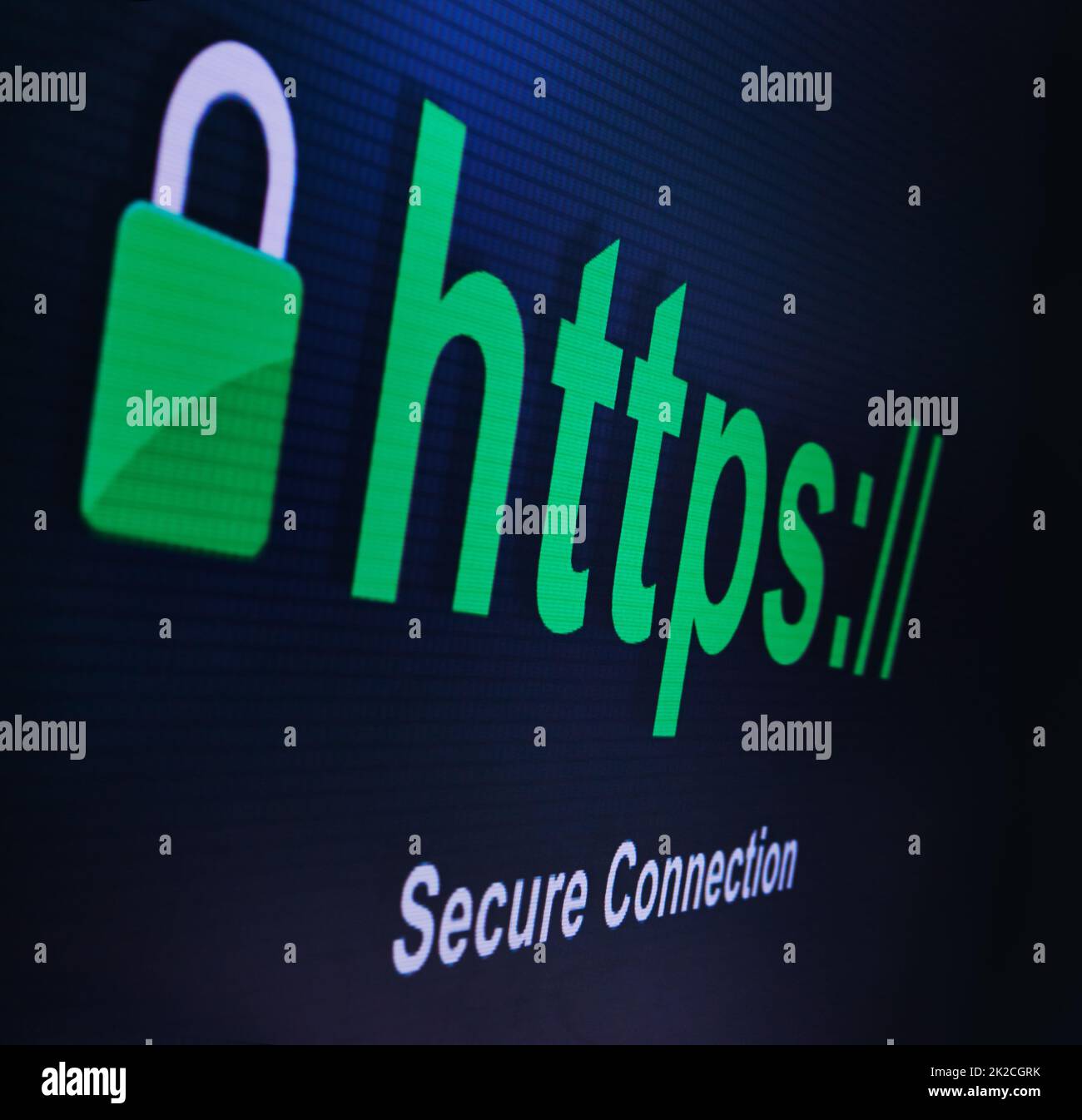 Closeup shot of a Secure connection message on a monitor - ALL design on this image is created from scratch by Yuri Arcurs team of professionals for this particular photo shoot Stock Photo