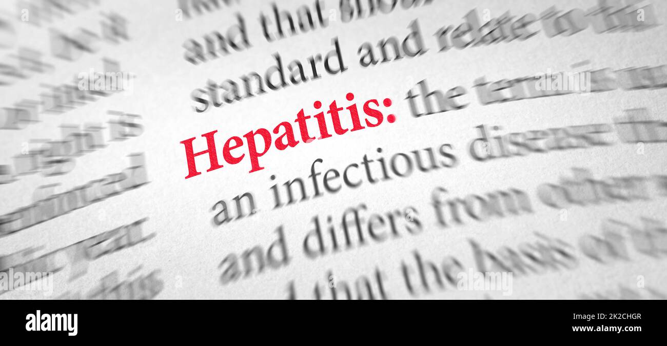 Definition of the word Hepatitis in a dictionary Stock Photo