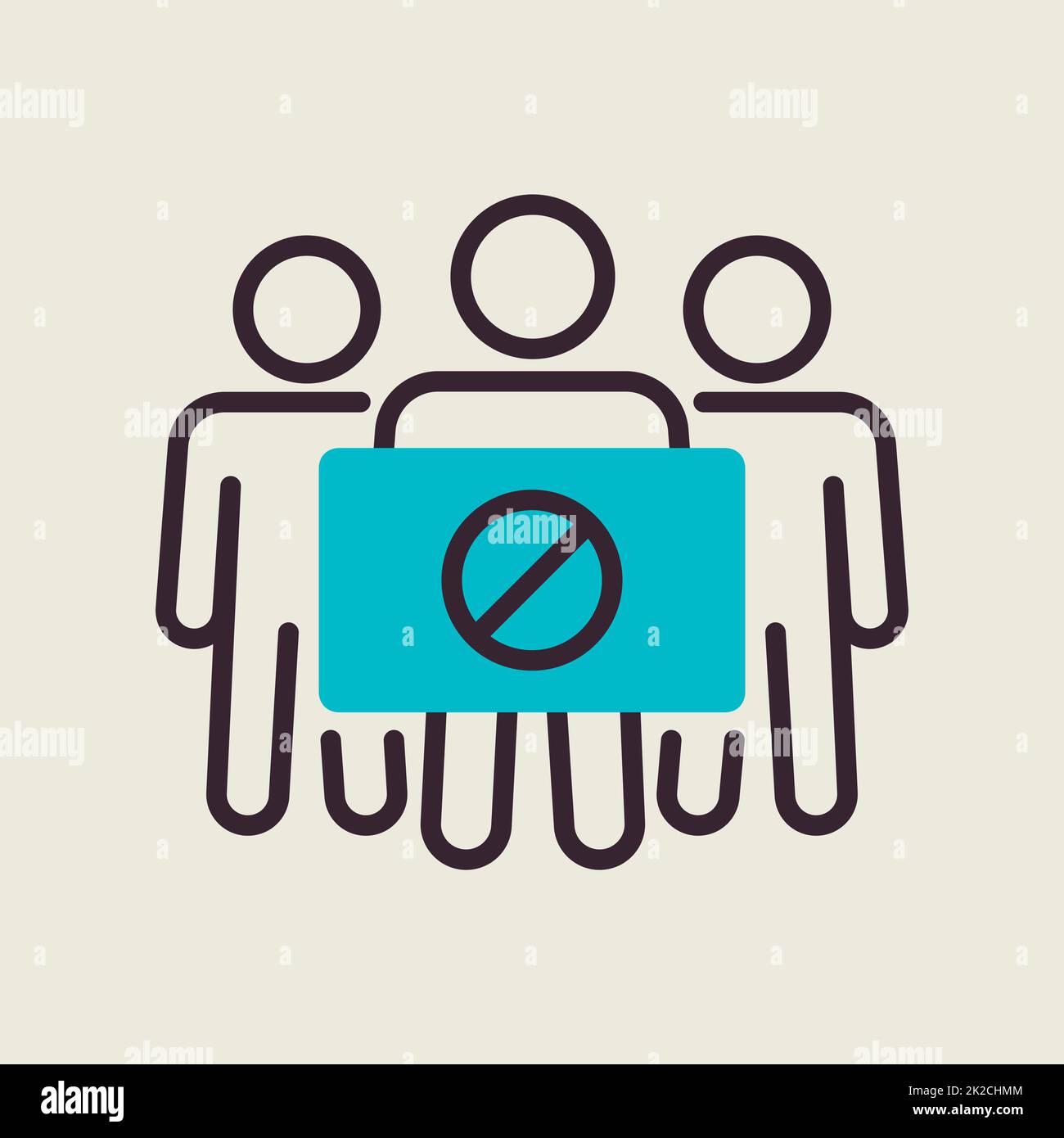 Crowd of people with placard with forbidden sign Stock Photo - Alamy