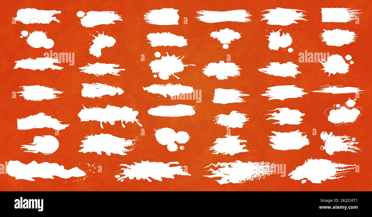 Panoramic red wall with different strokes of white paint - Vector Stock Photo