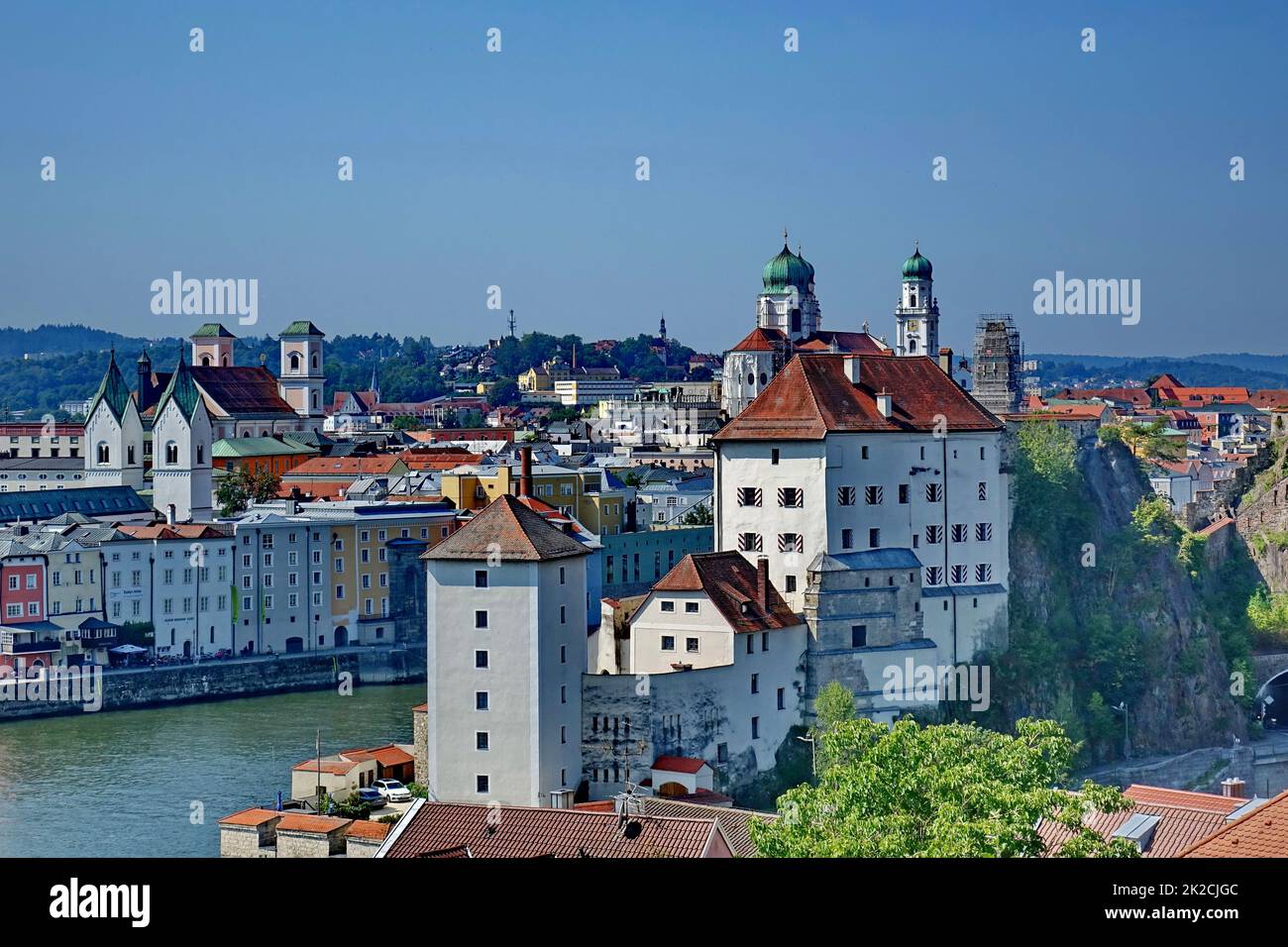 Bavaria, Lower Bavaria, Passau, City of three rivers, Veste Niederhaus, Danube, geography, tourism Stock Photo