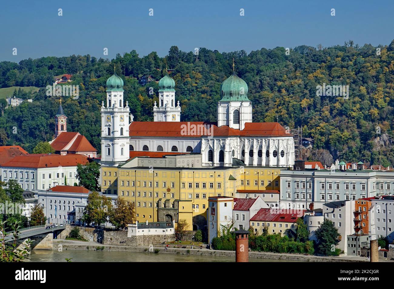 Bavaria, Lower Bavaria, Passau, City of three rivers, Cathedral of St.Stefan, geography, tourism Stock Photo