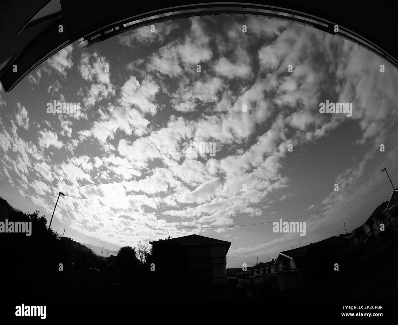 sky with clouds, urban skyline in black and white Stock Photo - Alamy