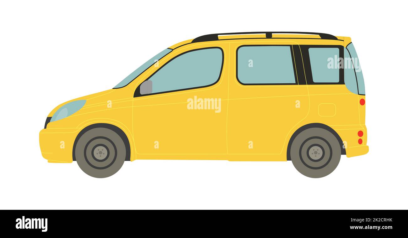 Yellow passenger minivan on a white background - Vector Stock Photo