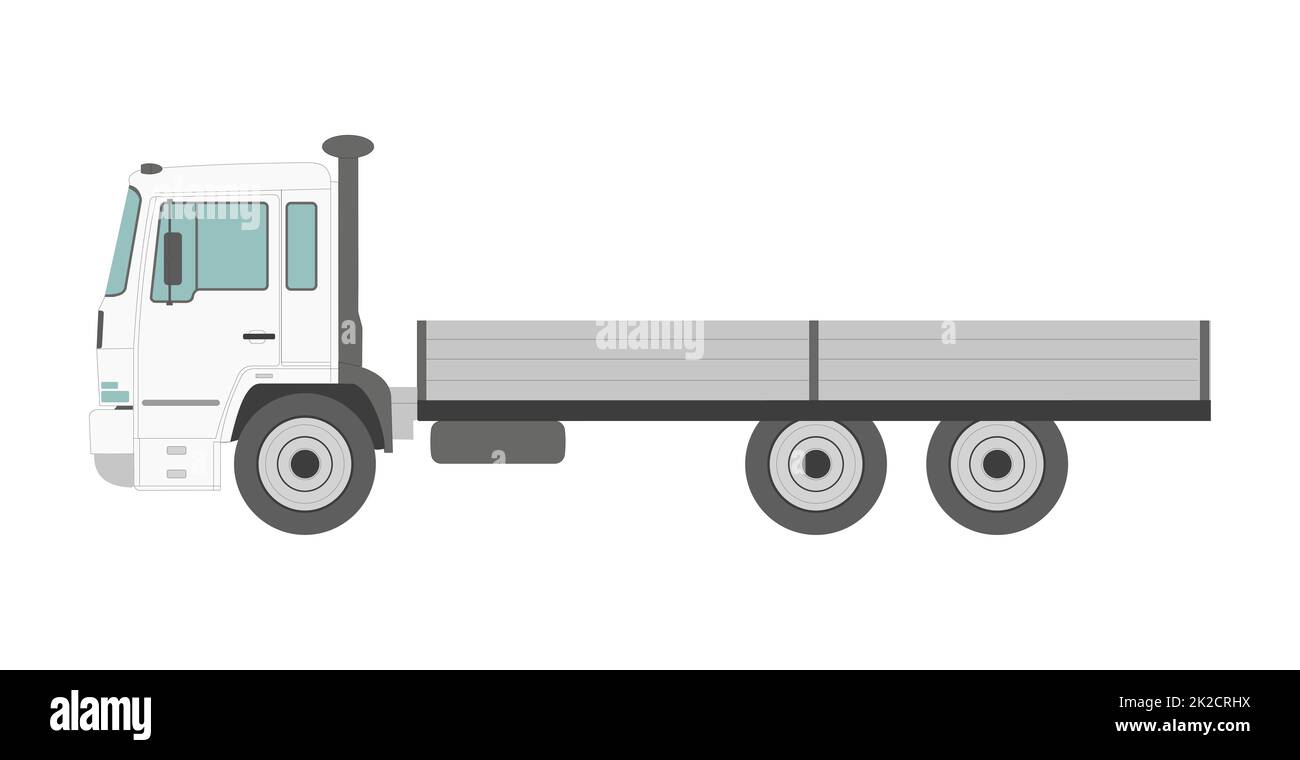 Big white transport truck isolated on white background - Vector Stock Photo
