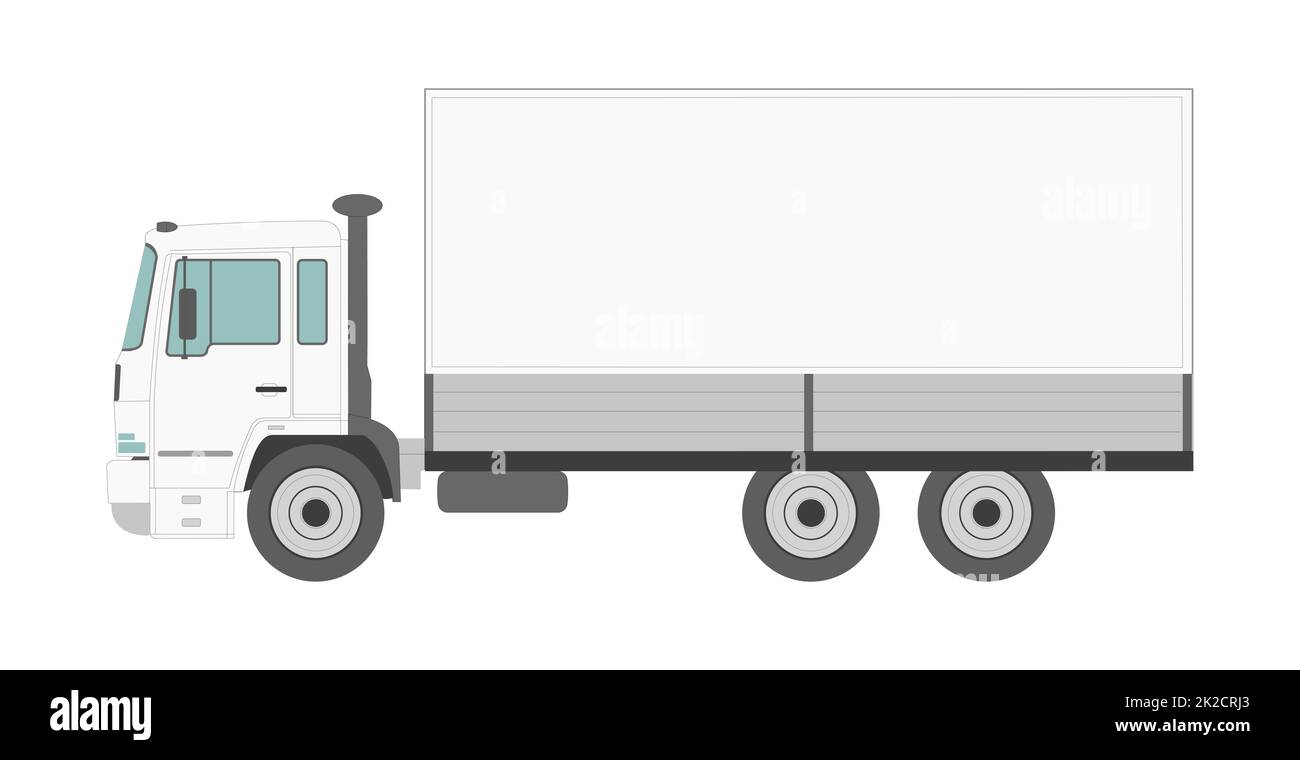 Big white truck on a white background - Vector Stock Photo