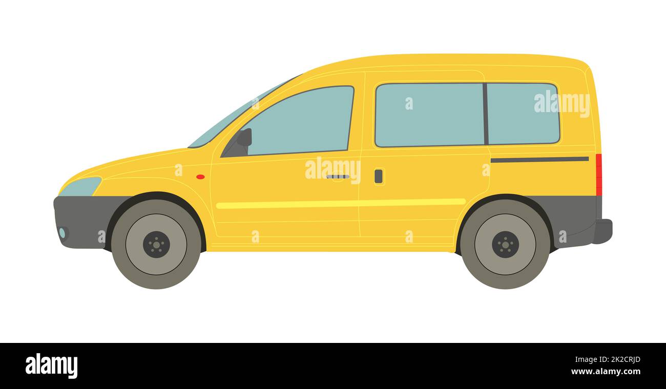 Yellow passenger minivan on a white background - Vector Stock Photo