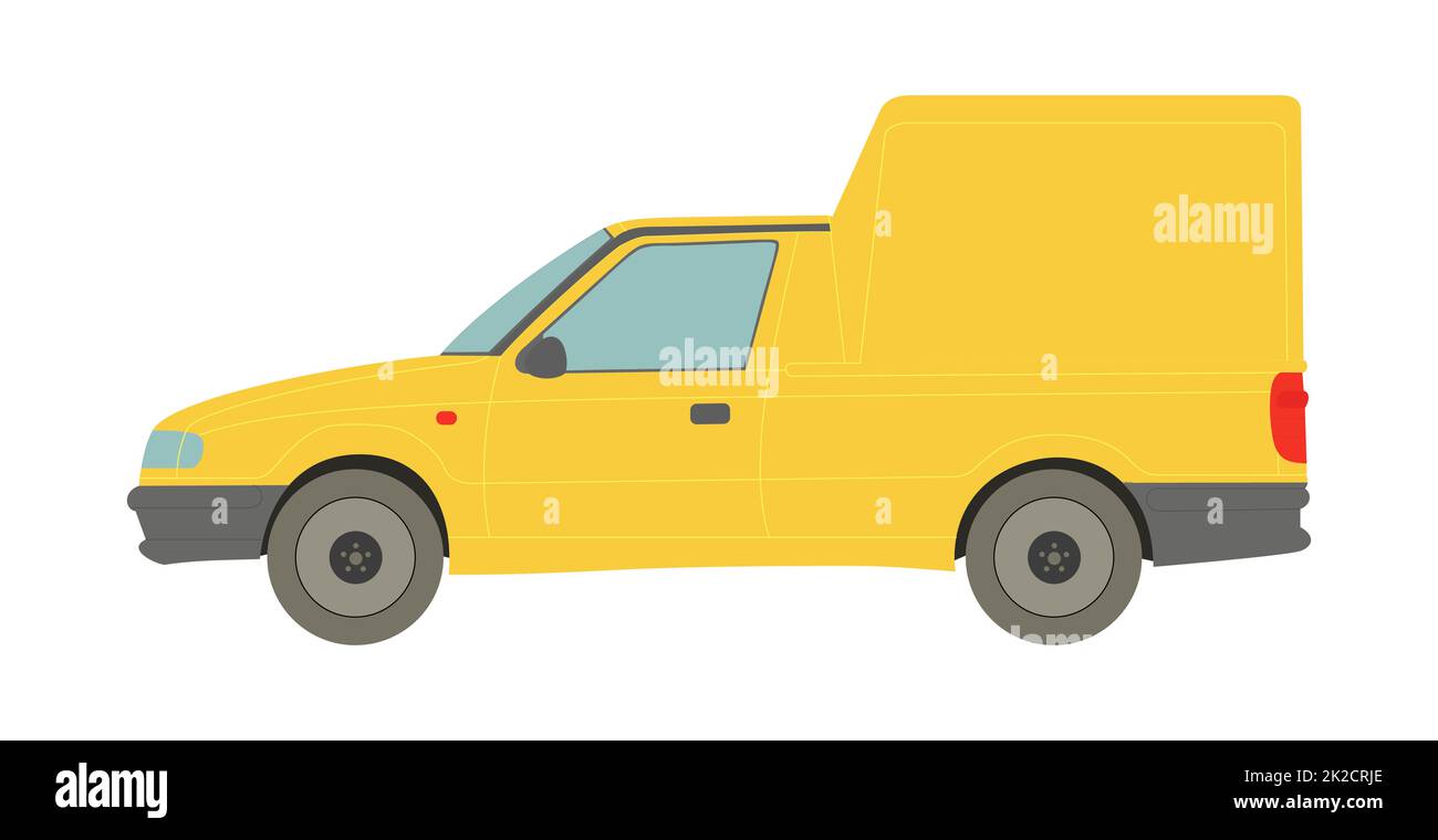 Yellow cargo minivan on a white background - Vector Stock Photo