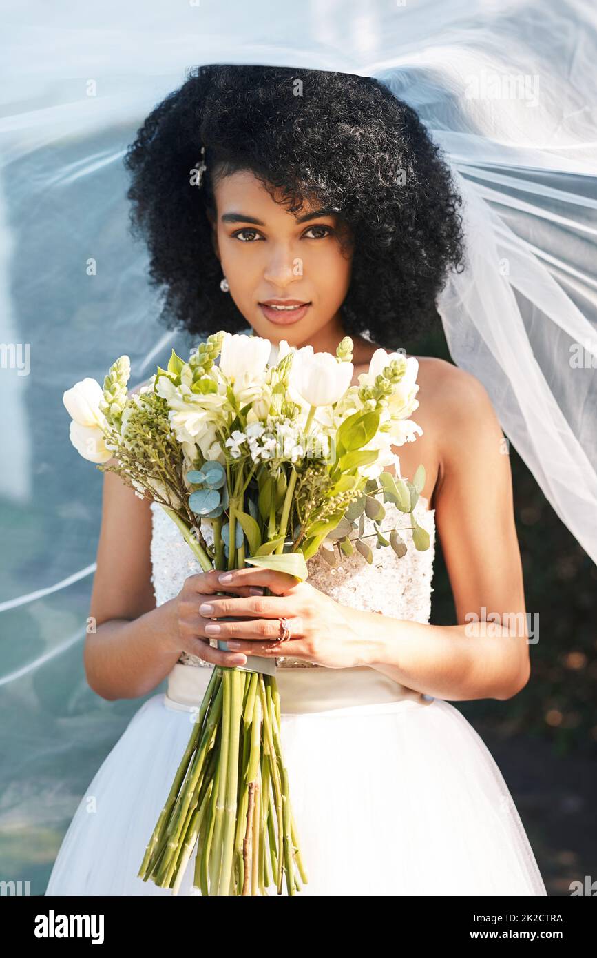 Bride alone happy outdoors hi-res stock photography and images - Alamy