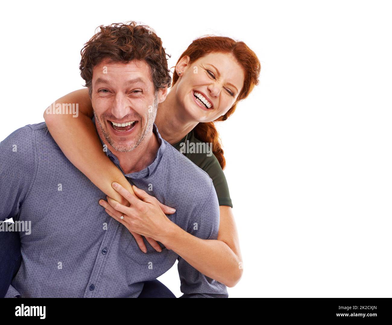 Having some afectionate fun. Studio portrait of a beautiful couple being playful and affectionate. Stock Photo