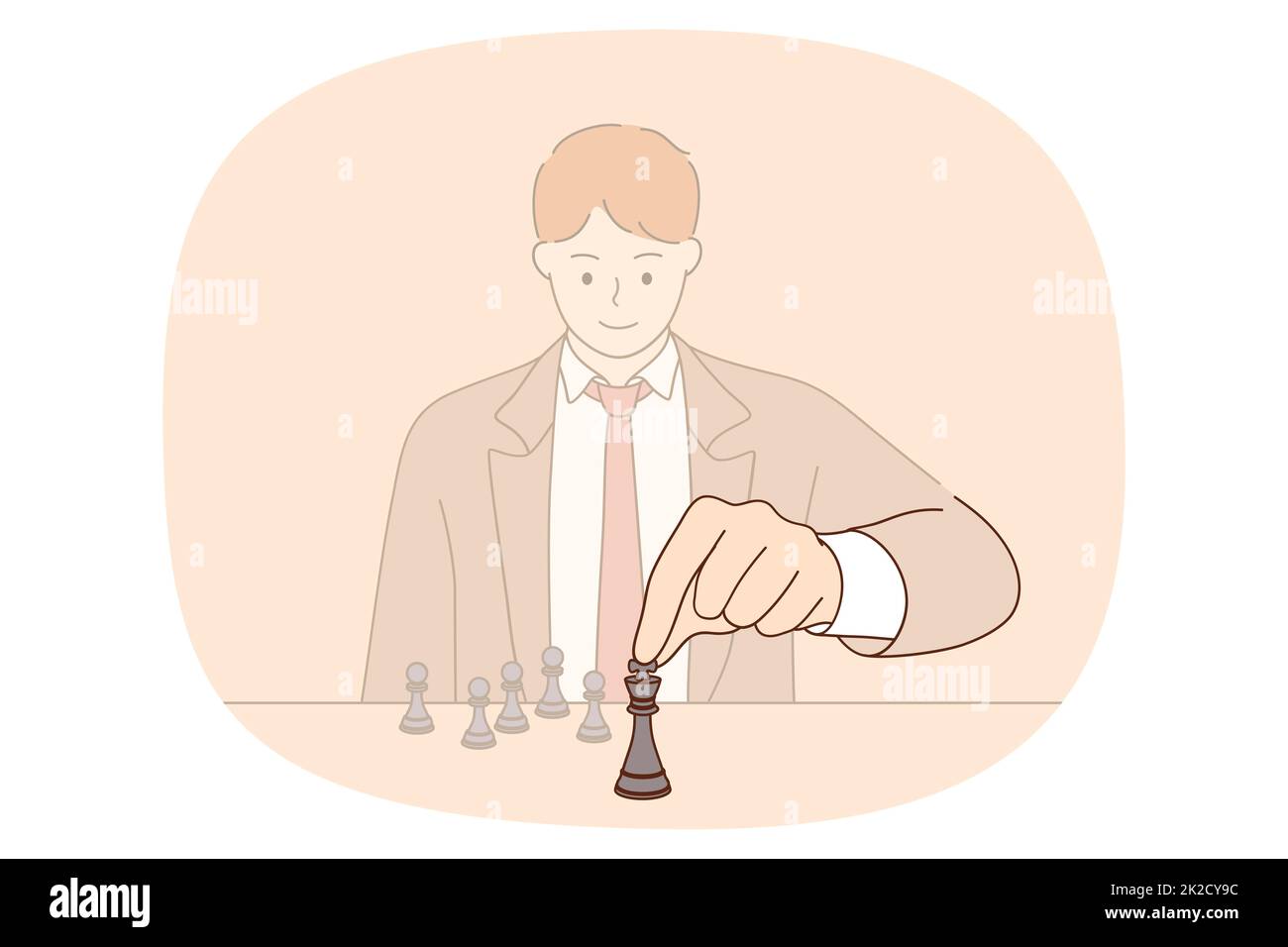 Clever man play chess with pieces Stock Photo - Alamy
