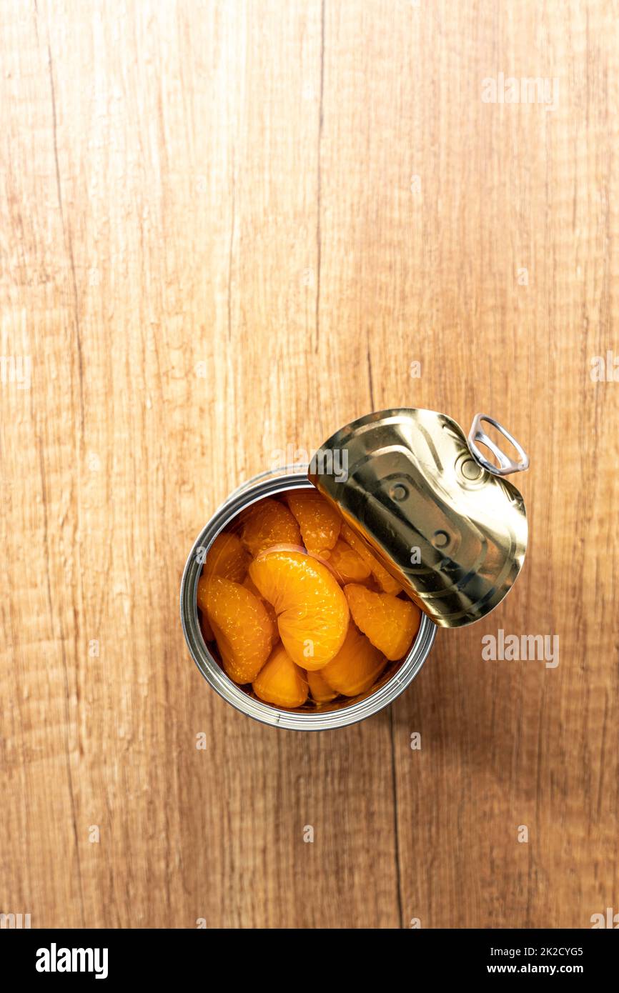 Canned tangerine. Pickled mandarin fruit in can Stock Photo Alamy