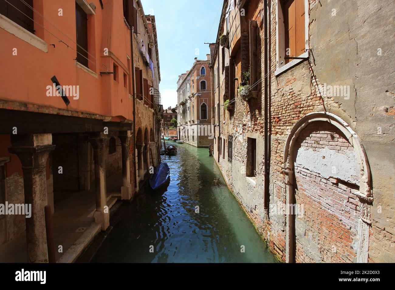 Canal in Venice, Italy. Exquisite buildings along Canals. Stock Photo