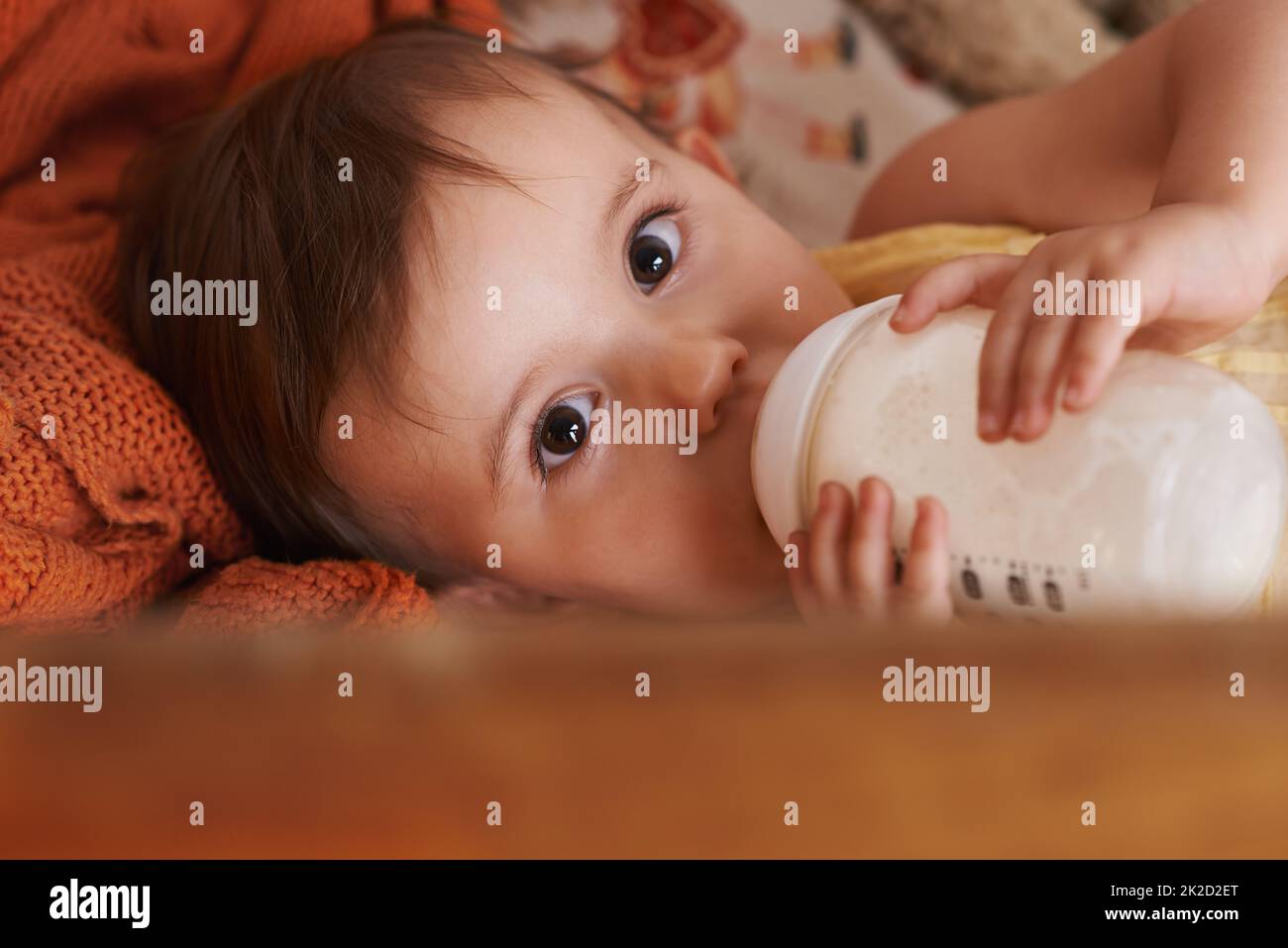 Portrait of a Cute Toddler Drinking Milk from the Bottle, One Year Old Food  Concept Stock Image - Image of home, milk: 144620017