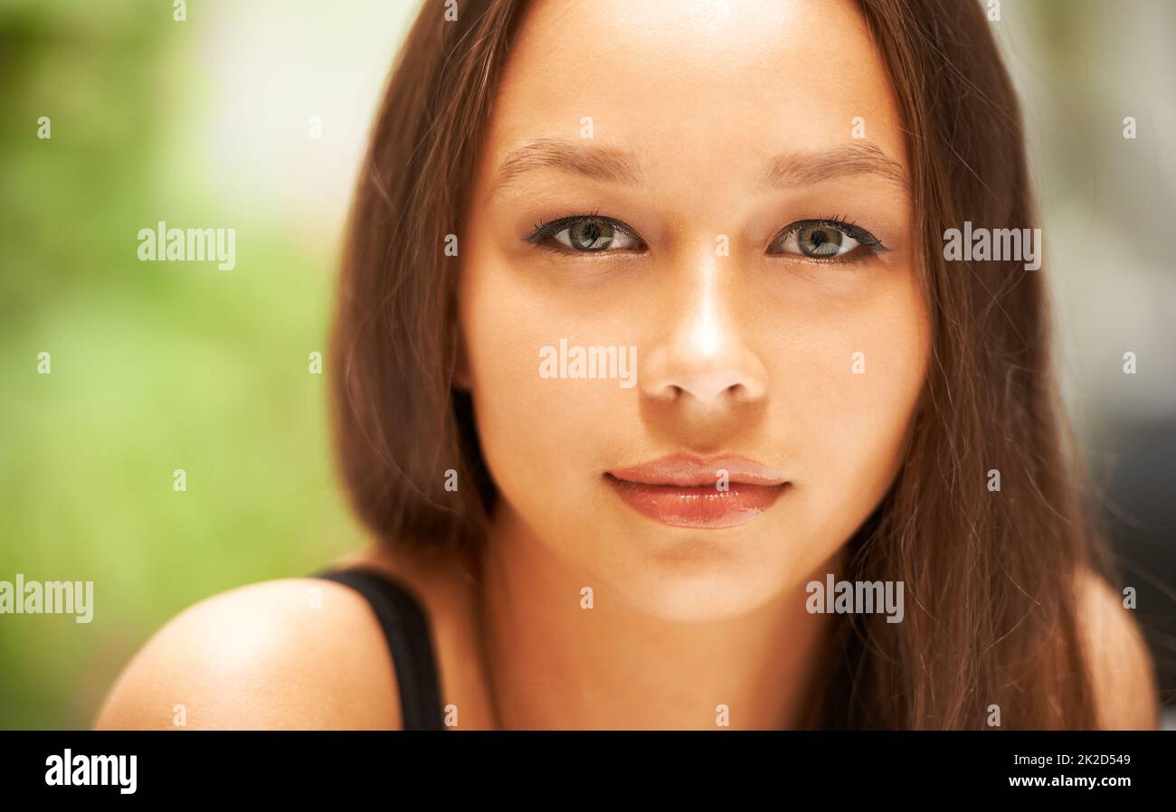 Young and beautiful. Closeup of a beautiful young womans face. Stock Photo