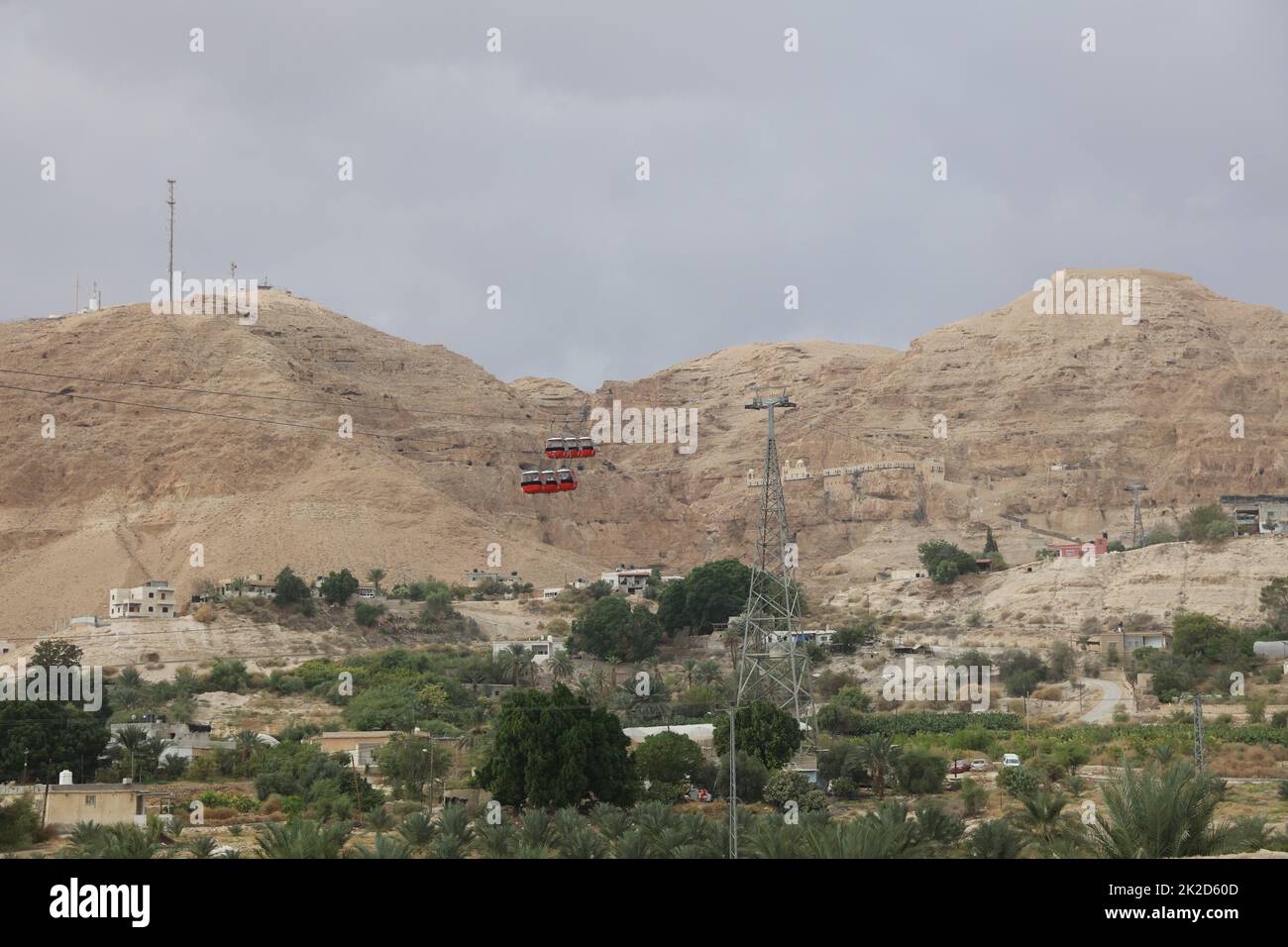 Cable Car to Mount of Temptation in Jericho. Palestine. Israel Stock Photo