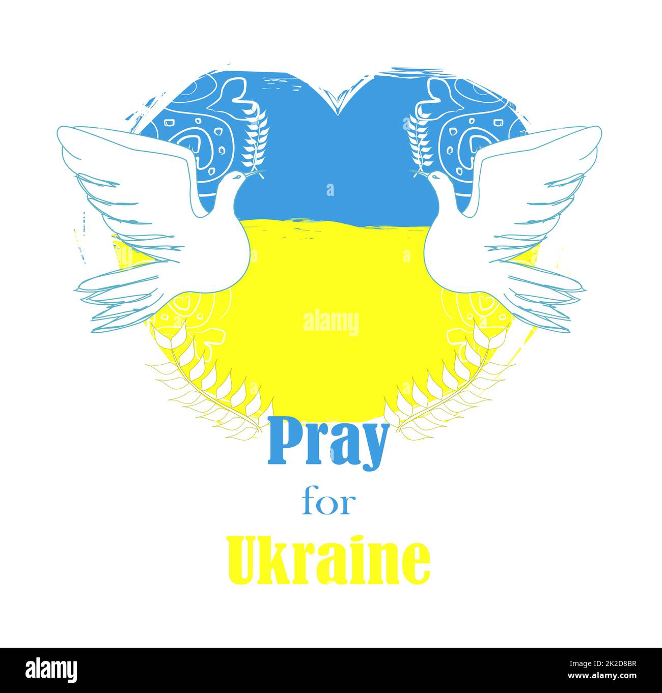 Symbol of peace, dove bird on the background of the flag of Ukraine - banner Stock Photo