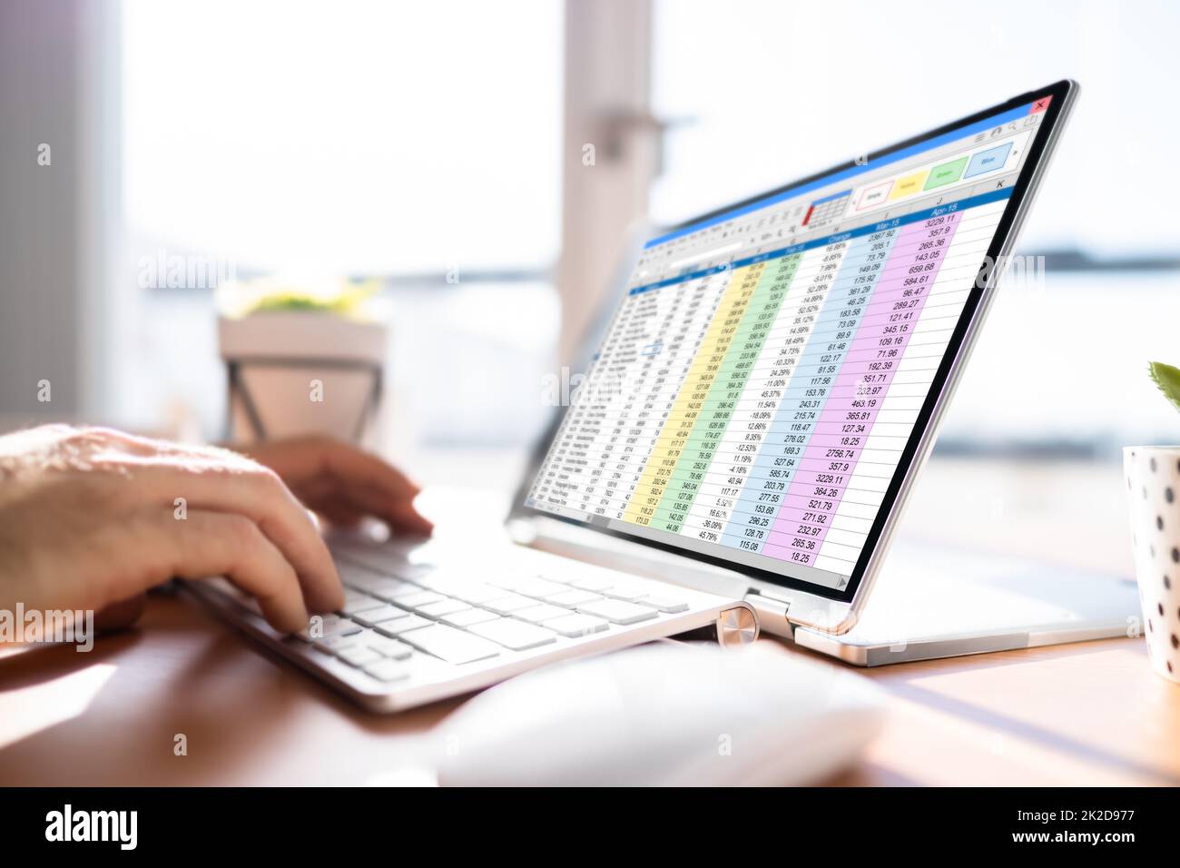 Electronic Spreadsheet Analyst Or Auditor Using Software Stock Photo