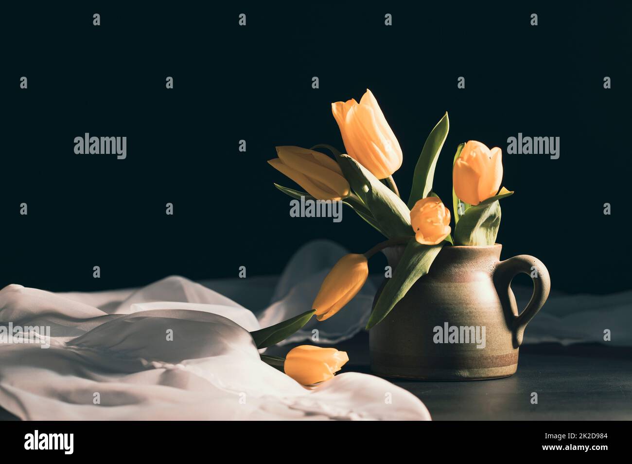 Still life with yellow tulip flower bouquet Stock Photo - Alamy