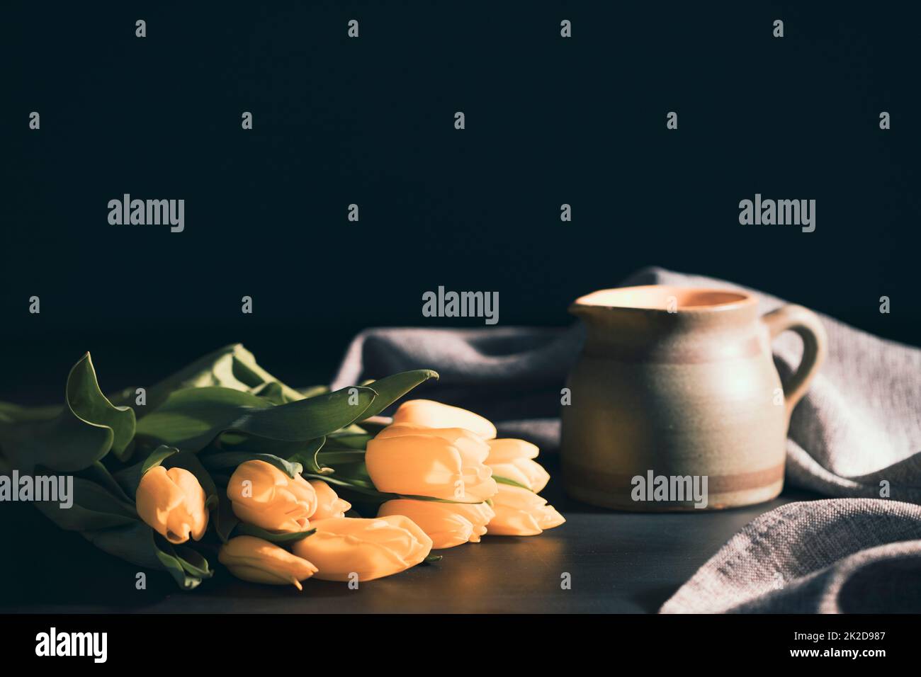 Still life with yellow tulip flower bouquet Stock Photo - Alamy