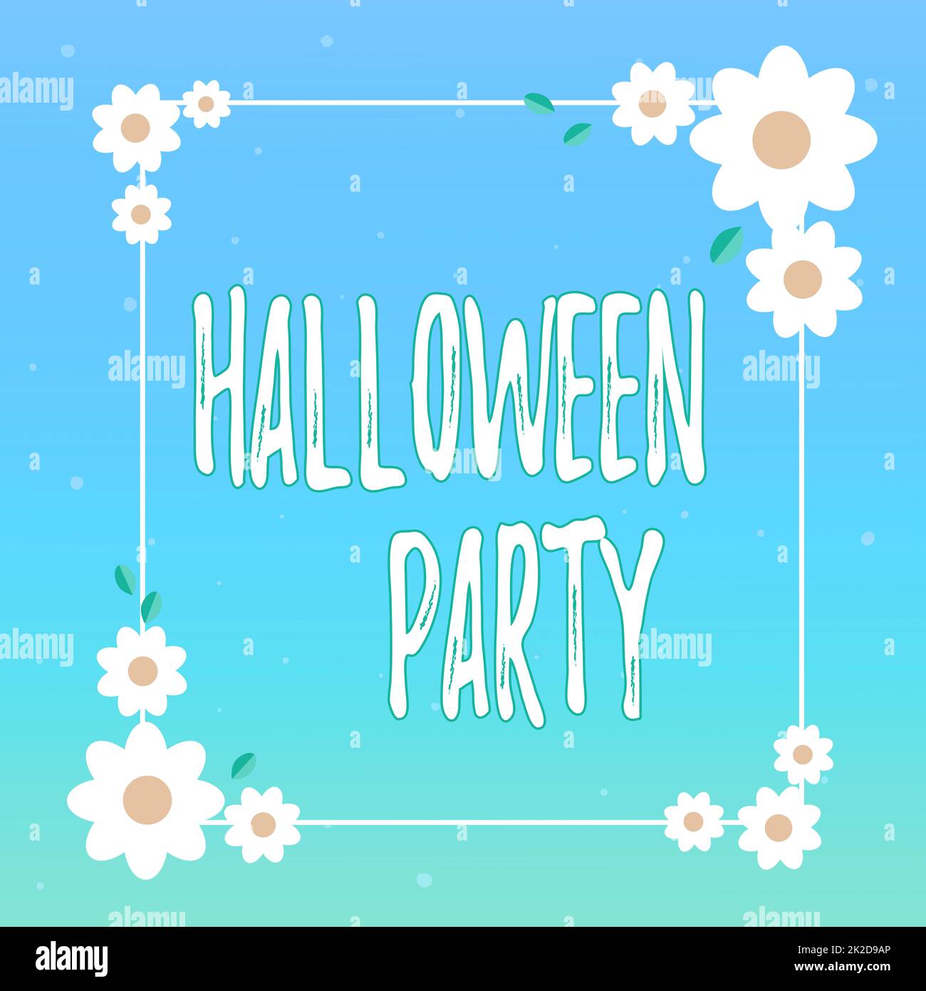 Text sign showing Halloween Party. Business idea eve of the Western Christian feast of All Hallows Day Blank Frame Decorated With Abstract Modernized Forms Flowers And Foliage. Stock Photo