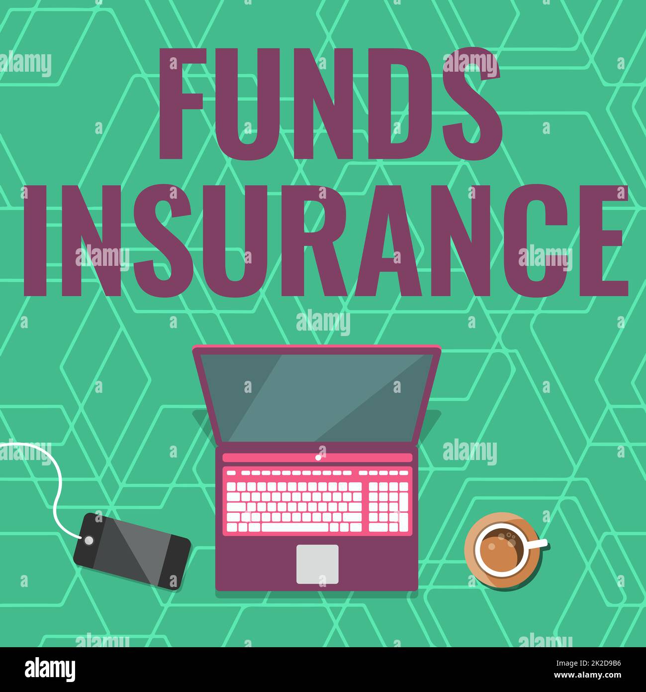 Inspiration showing sign Funds Insurance. Word for Form of collective investment offered an assurance policies Laptop Resting On A Table Beside Coffee Mug And Plant Showing Work Process. Stock Photo