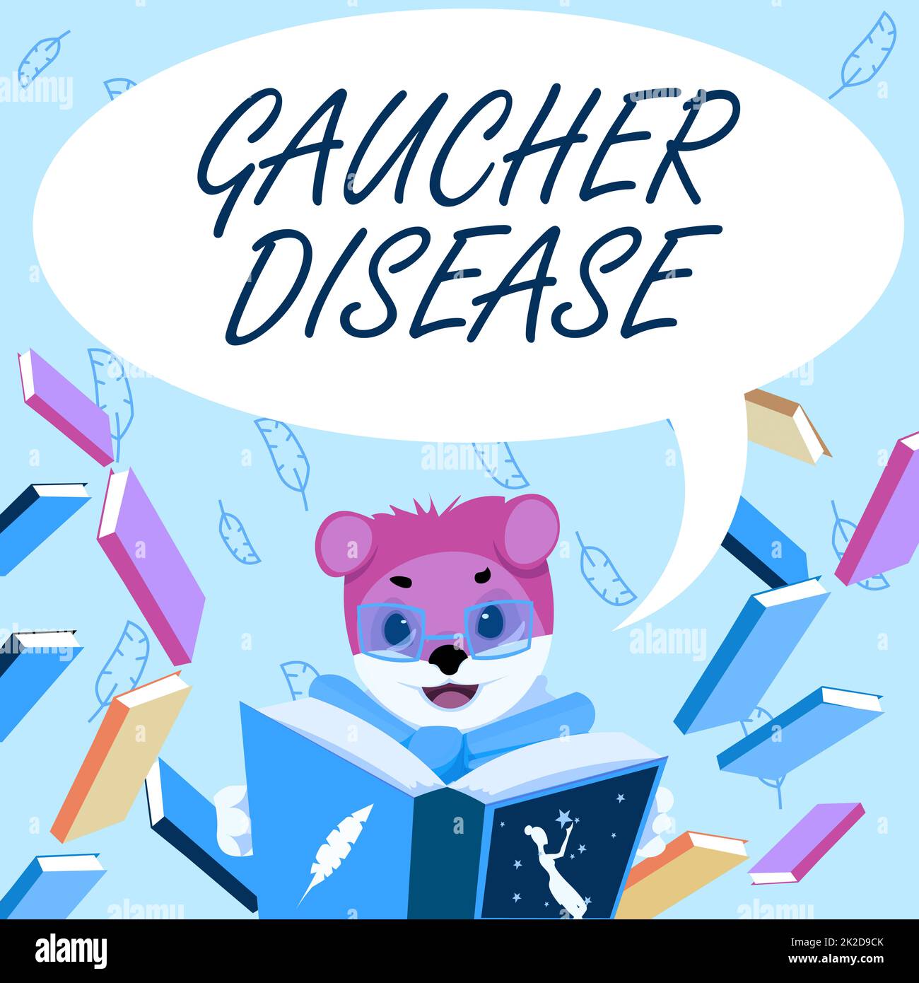 Handwriting text Gaucher Disease. Business concept autosomal recessive inherited disorder of metabolism Fox With Glasses Sitting In Library Reading A Book Studying. Stock Photo