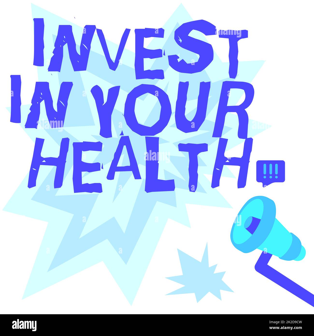 Text sign showing Invest In Your Health. Internet Concept Live a Healthy Lifestyle Quality Food for Wellness Megaphone Drawing With Lightning Wave Sound Making Loud Announcement. Stock Photo