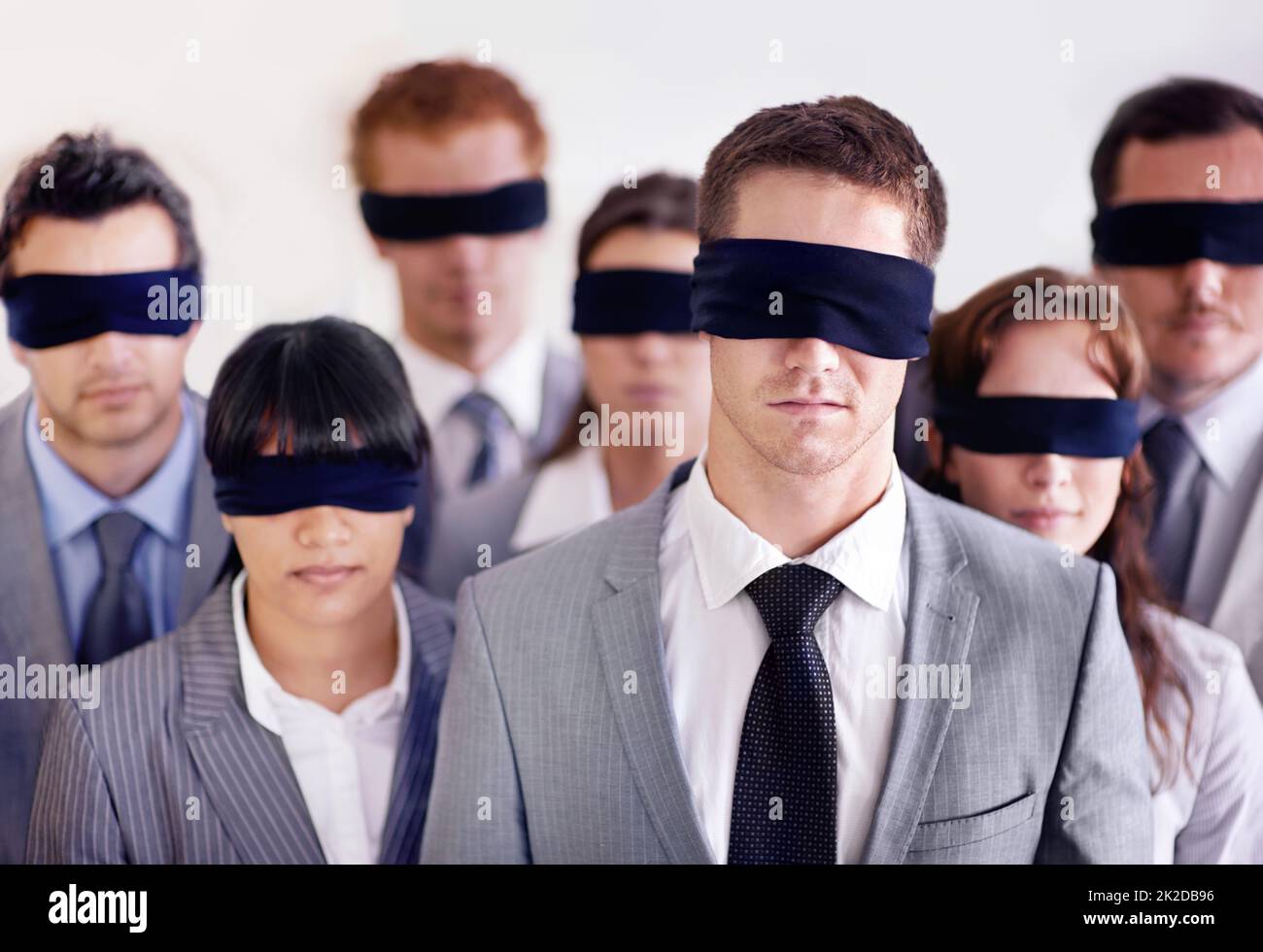 Happy Man Blindfold Person Showing Super Stock Photo 1696869070