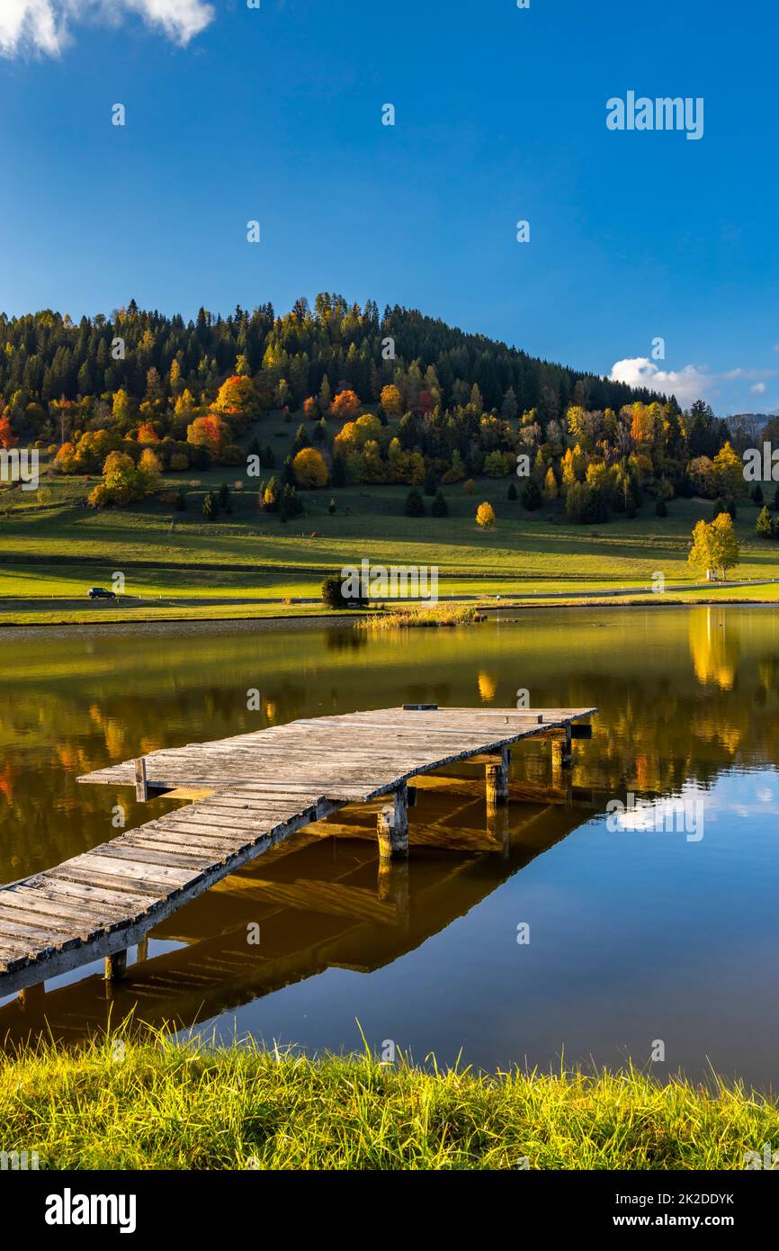 autumn pond under the mountains, Murau district,.Styria, Austria Stock Photo