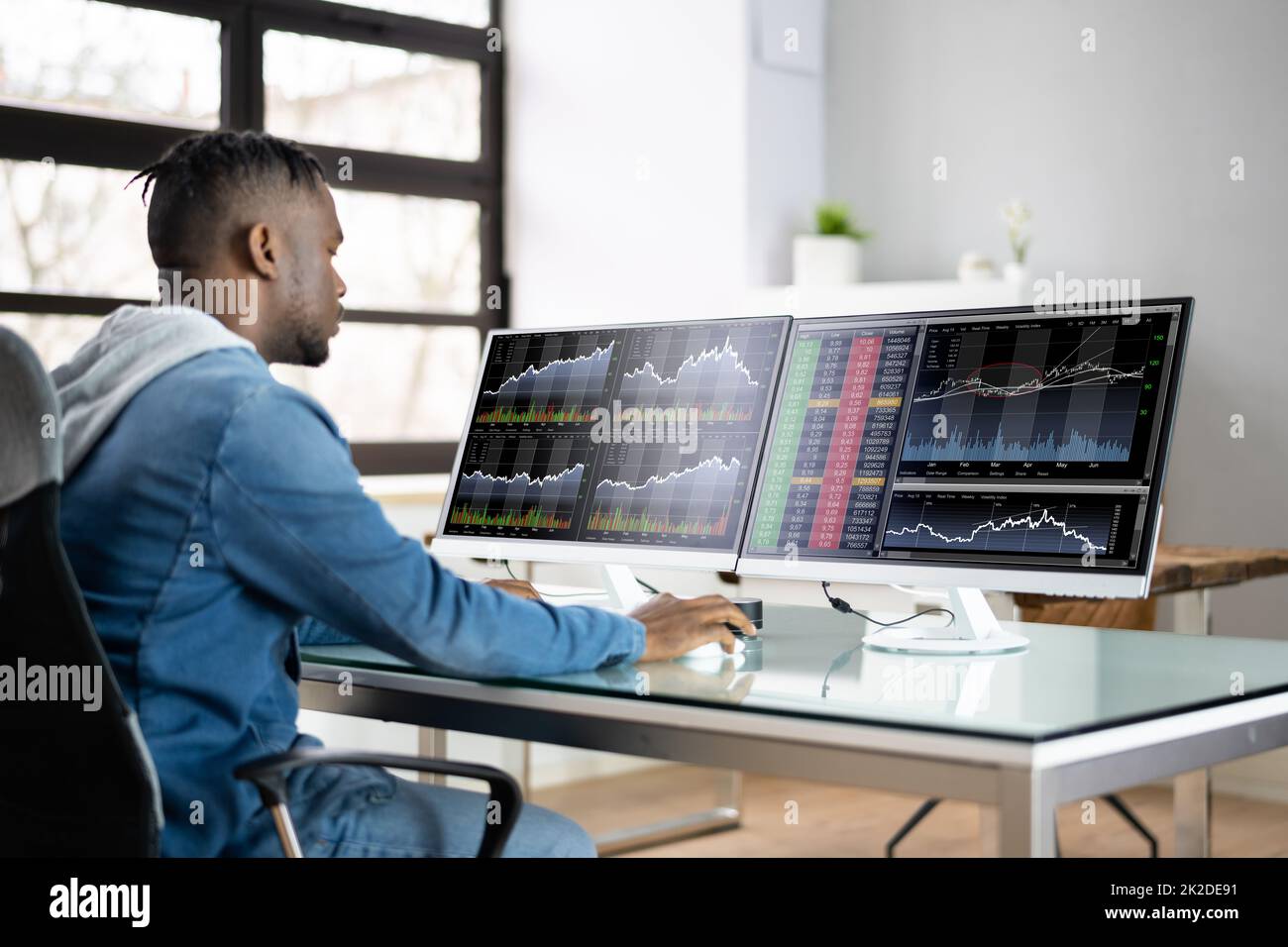 Stock Market Analyst At Office Desk Stock Photo Alamy