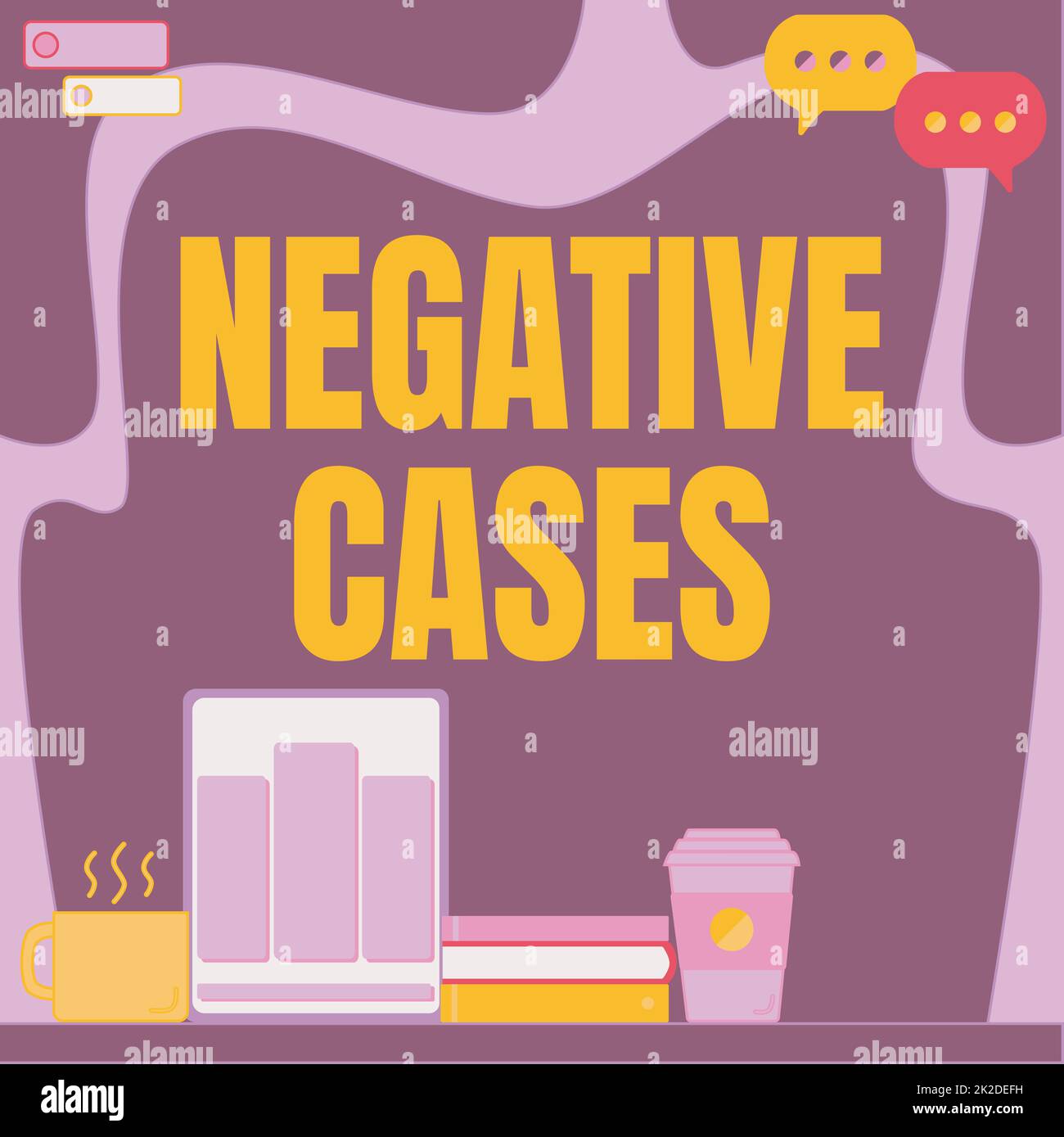 Sign displaying Negative Cases. Concept meaning circumstances or conditions that are confurmed to be false Office Desk With Tablet Pen Holder Open Blank Notebook Arranged Properly. Stock Photo