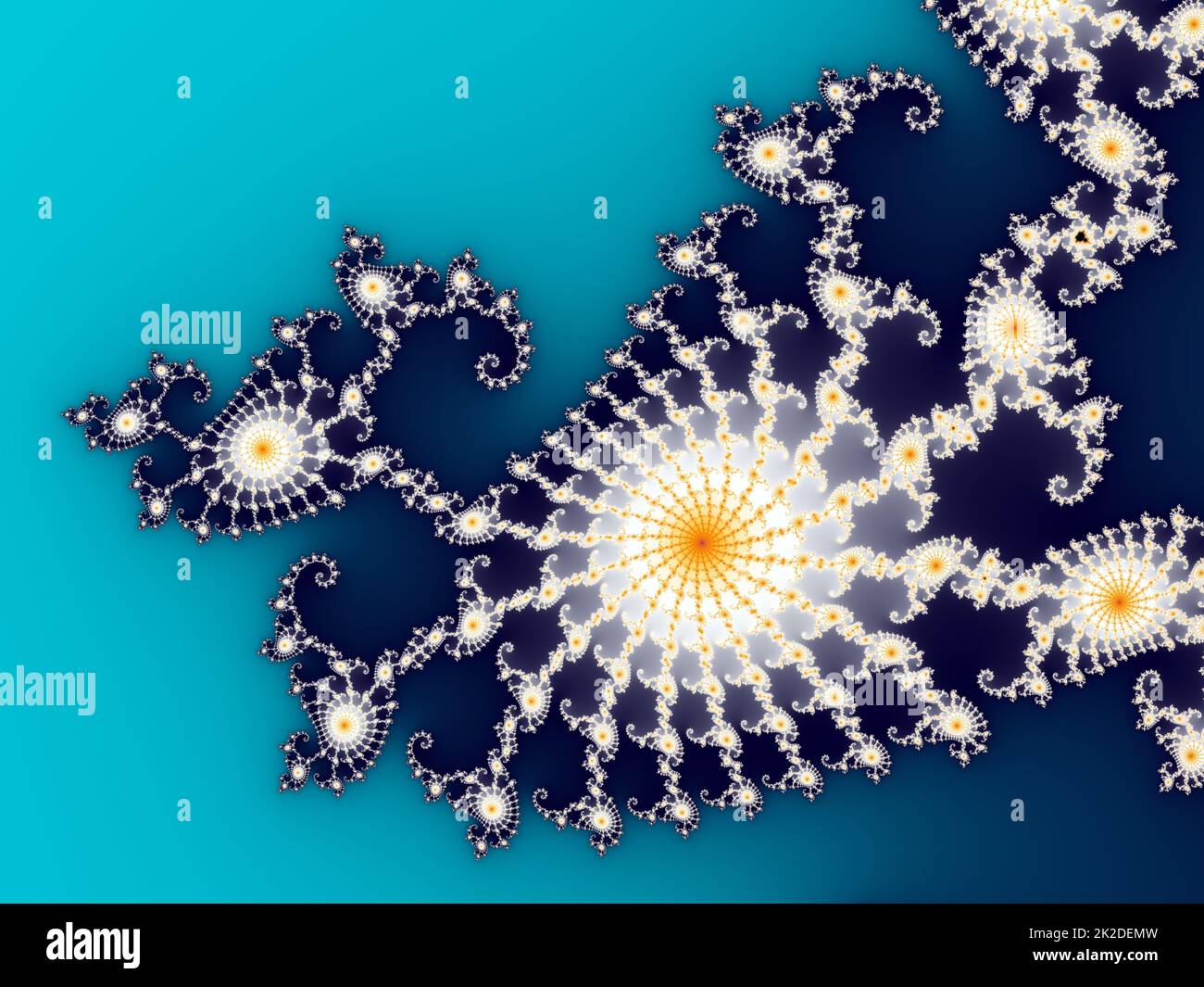 Beautiful zoom into the infinite mathematical mandelbrot set fractal. Stock Photo