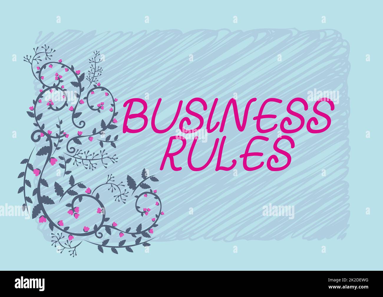 Writing displaying text Business Rules. Business showcase a specific directive that constrains or defines a business Frame Decorated With Colorful Flowers And Foliage Arranged Harmoniously. Stock Photo