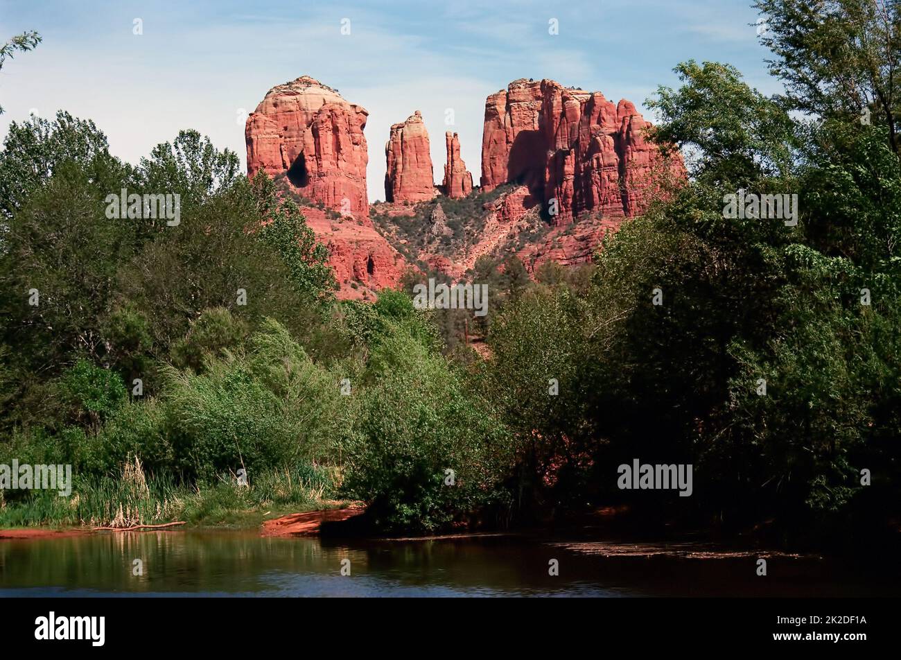 Cathedral Rock and Oak Creek Sedona Arizona Stock Photo Alamy