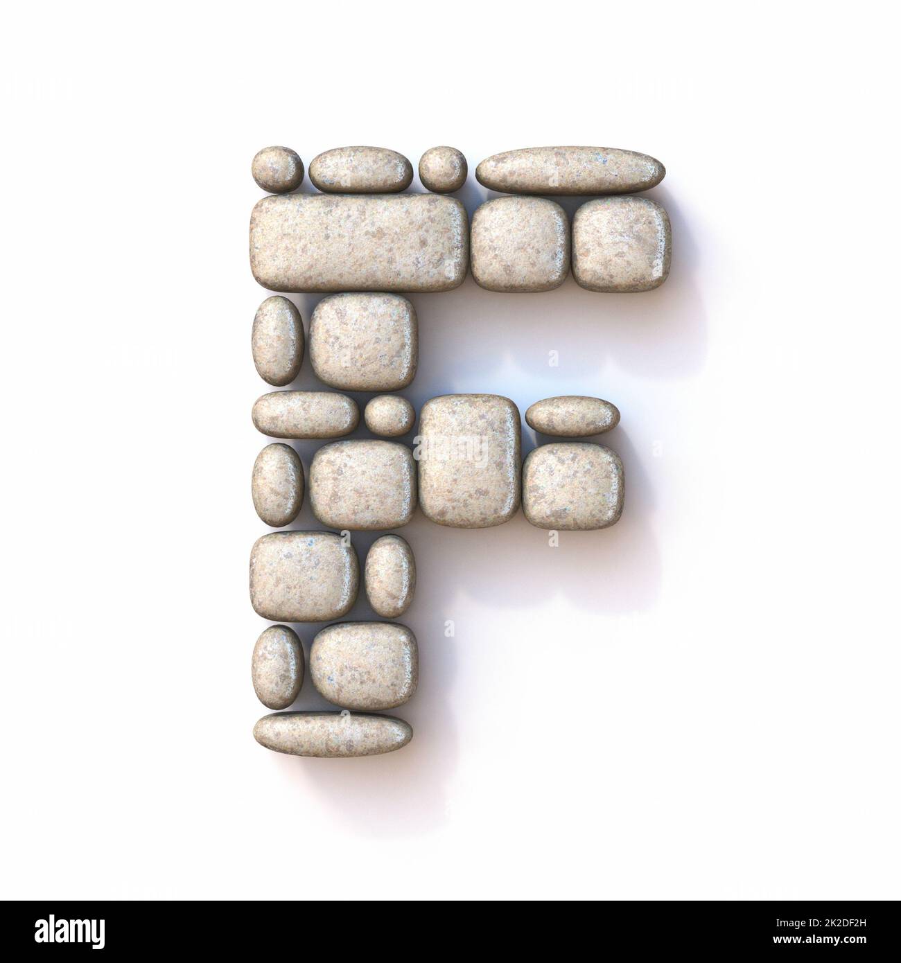 Pebble font Letter F 3D Stock Photo