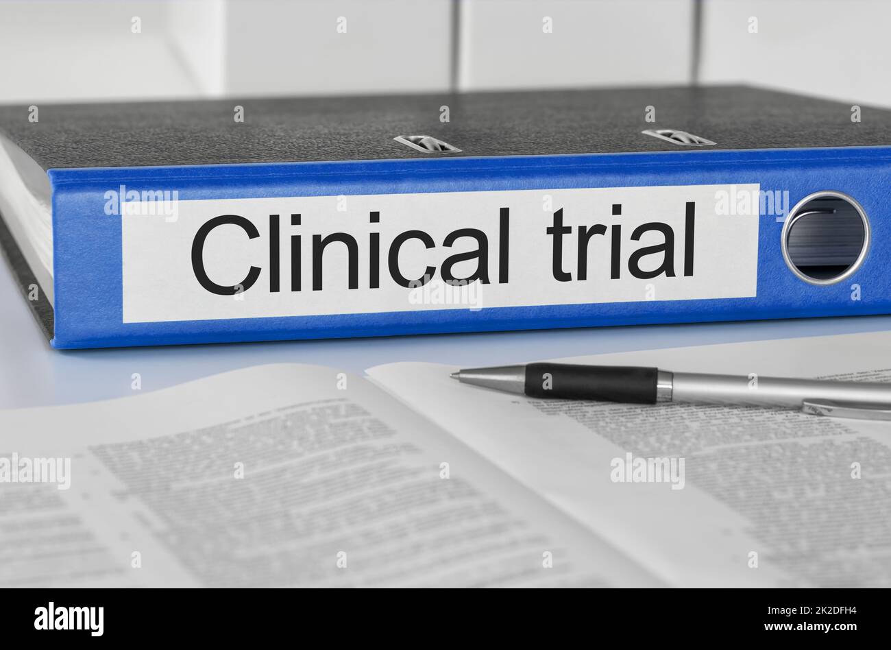 Folder with the label Clinical Trial Stock Photo