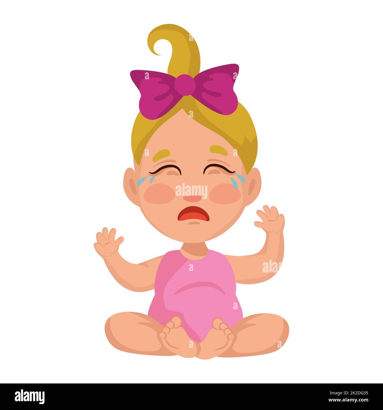 Baby girl crying, isolate on white background - Vector Stock Photo