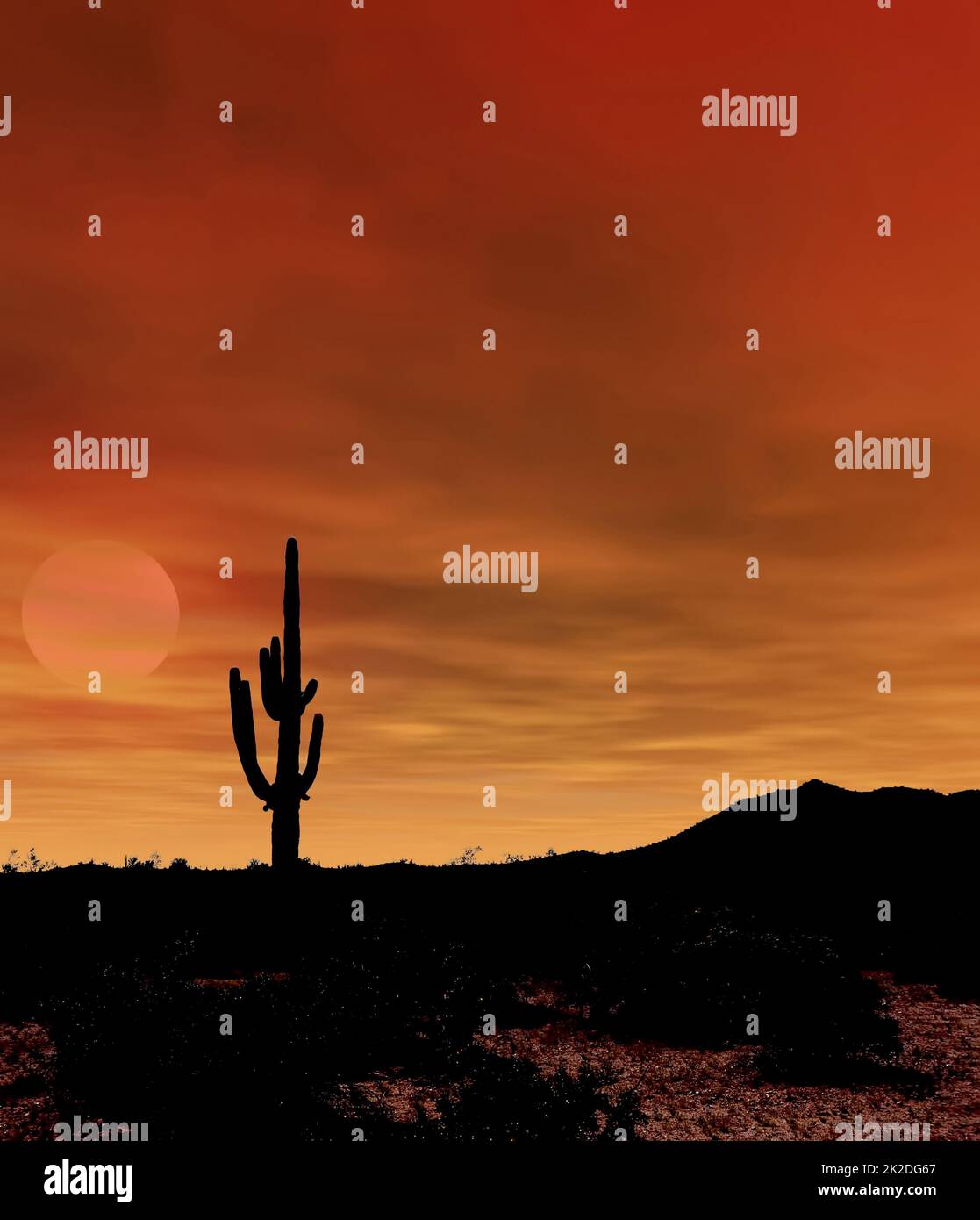 Sonora Desert Mountains Sunset Stock Photo