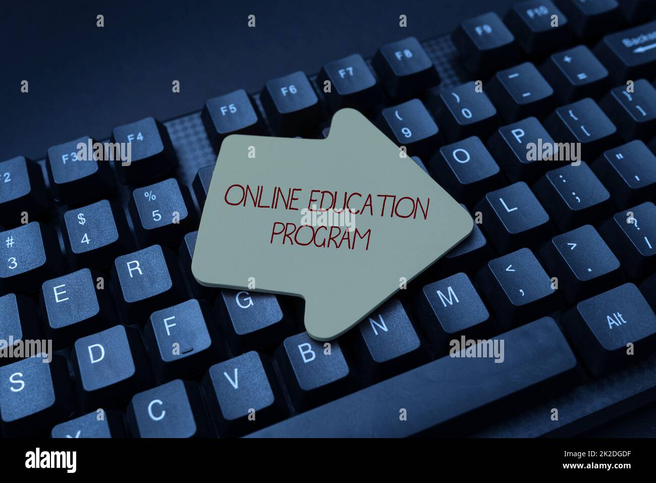 Conceptual display online education program word written on software