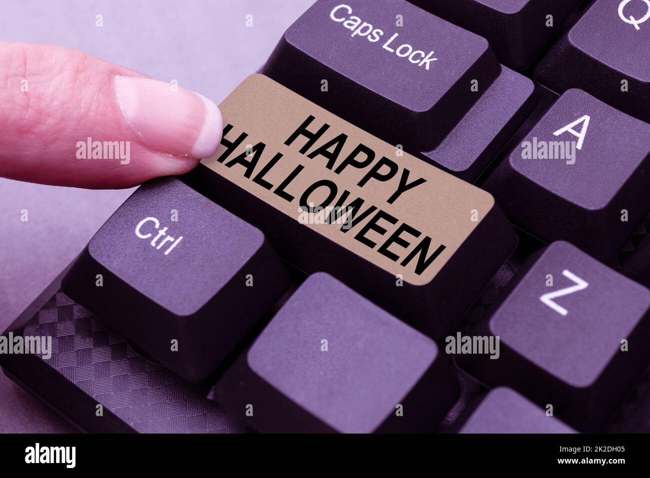 Text sign showing Happy Halloween. Conceptual photo a day related with scary aspect, haunted house, and a candy Abstract Deleting Browser History, Editing And Organizing Online Files Stock Photo