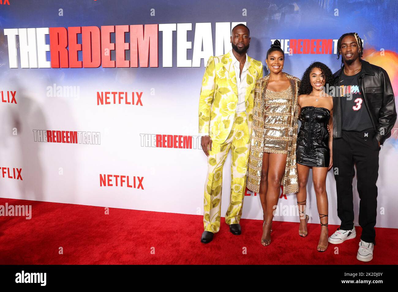 Dwyane Wade, Gabrielle Union, Lola Clark and Zaire Wade attend a screening for the documentary 'The Redeem Team' in Los Angeles, California, U.S. September 22, 2022.  REUTERS/Mario Anzuoni Stock Photo