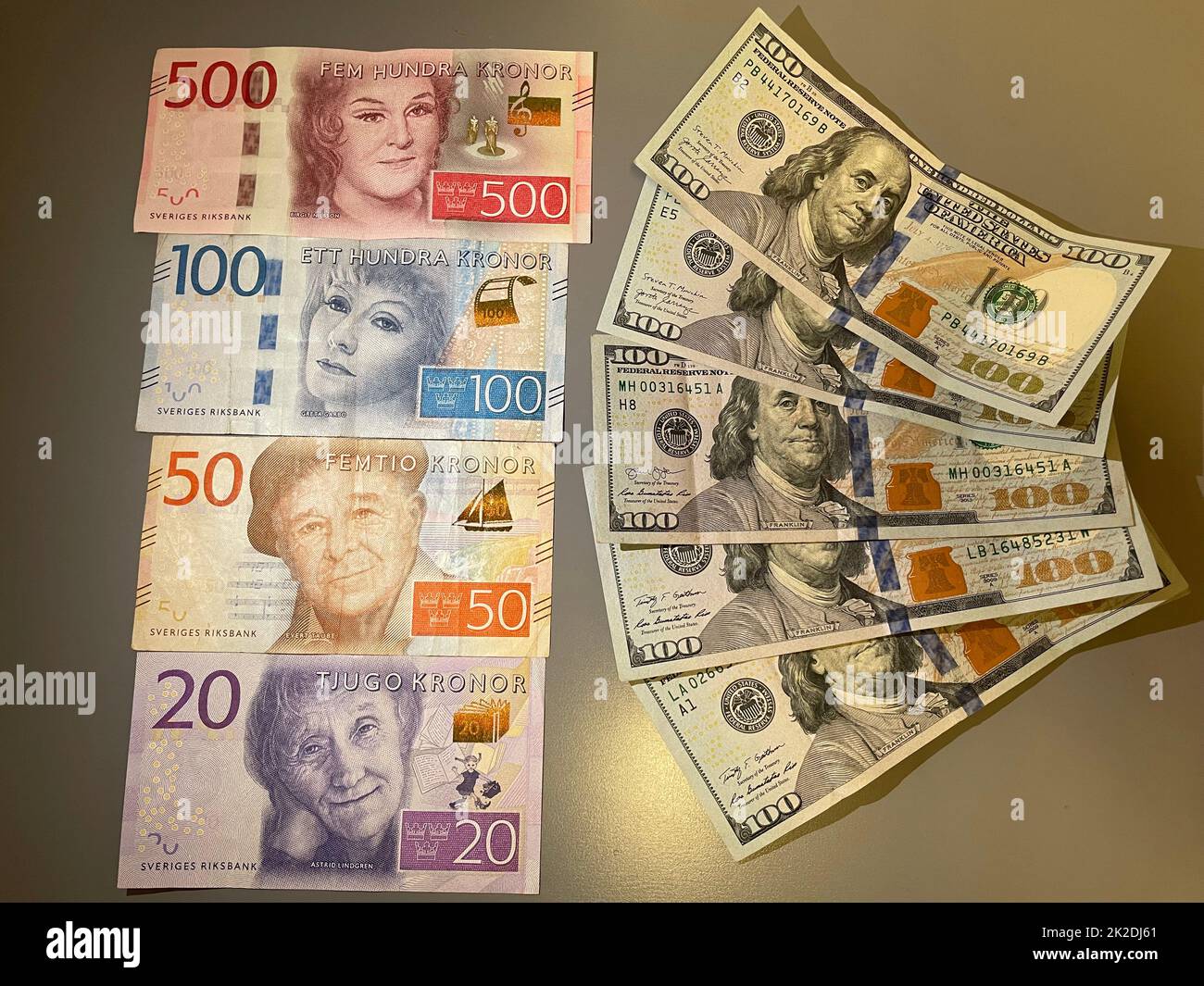 Sweden Sweden 22nd Sep 2022 Swedish Krona Notes And U S Dollar 